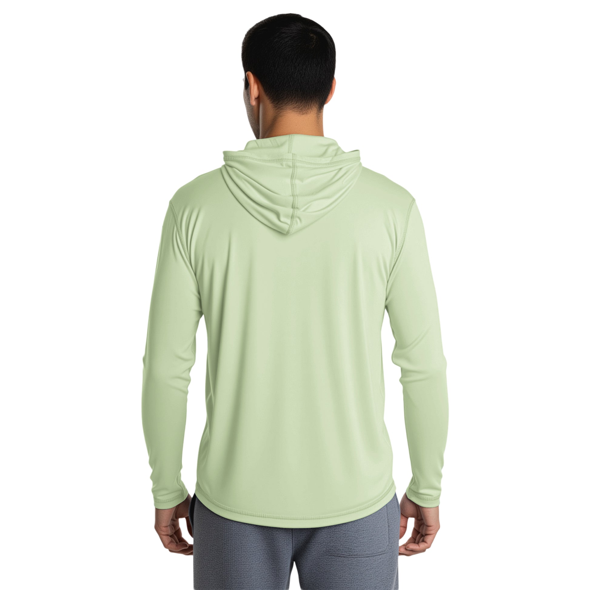 Man wearing a Dry Sage long sleeve hooded shirt