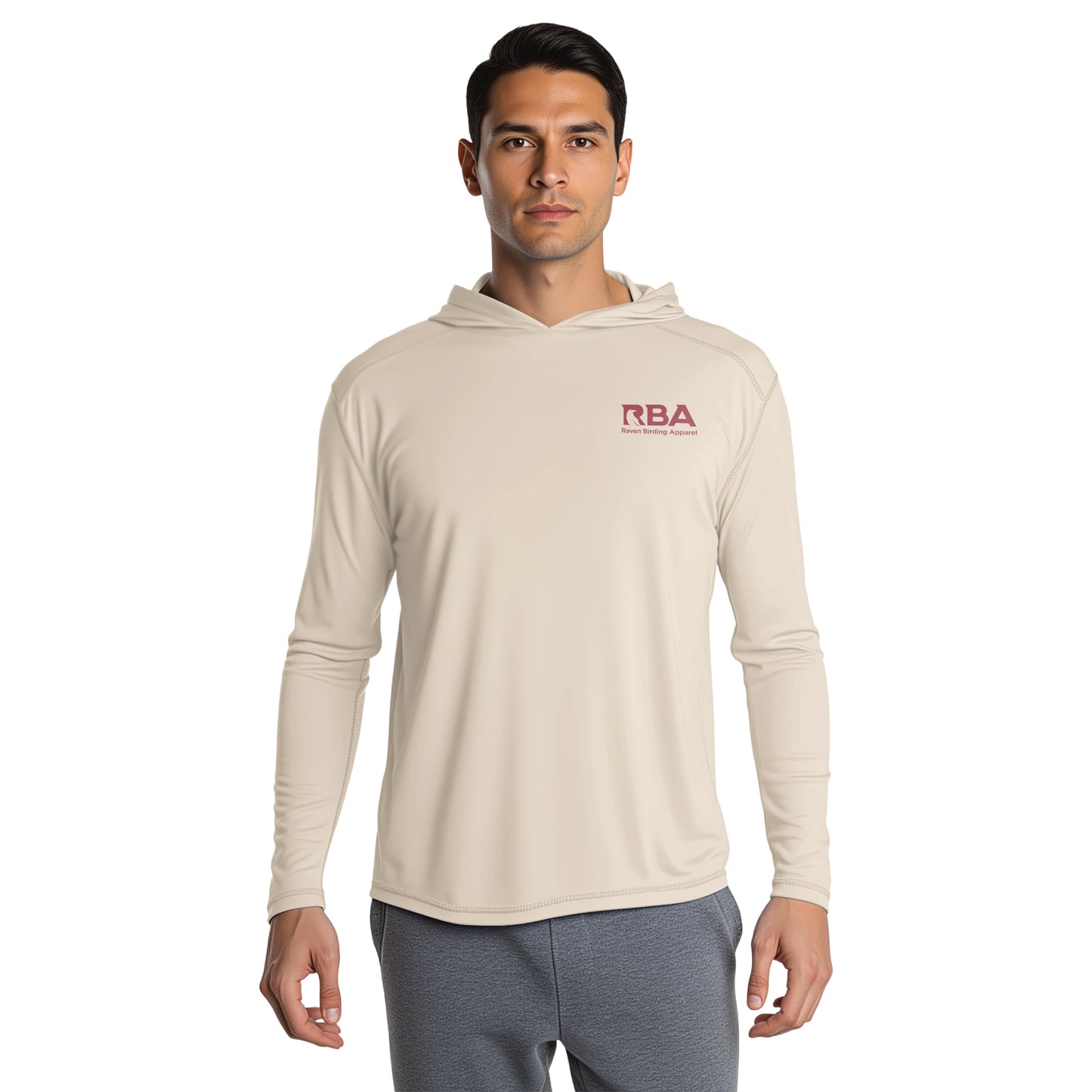Man wearing a Pale Dune long sleeve hooded shirt