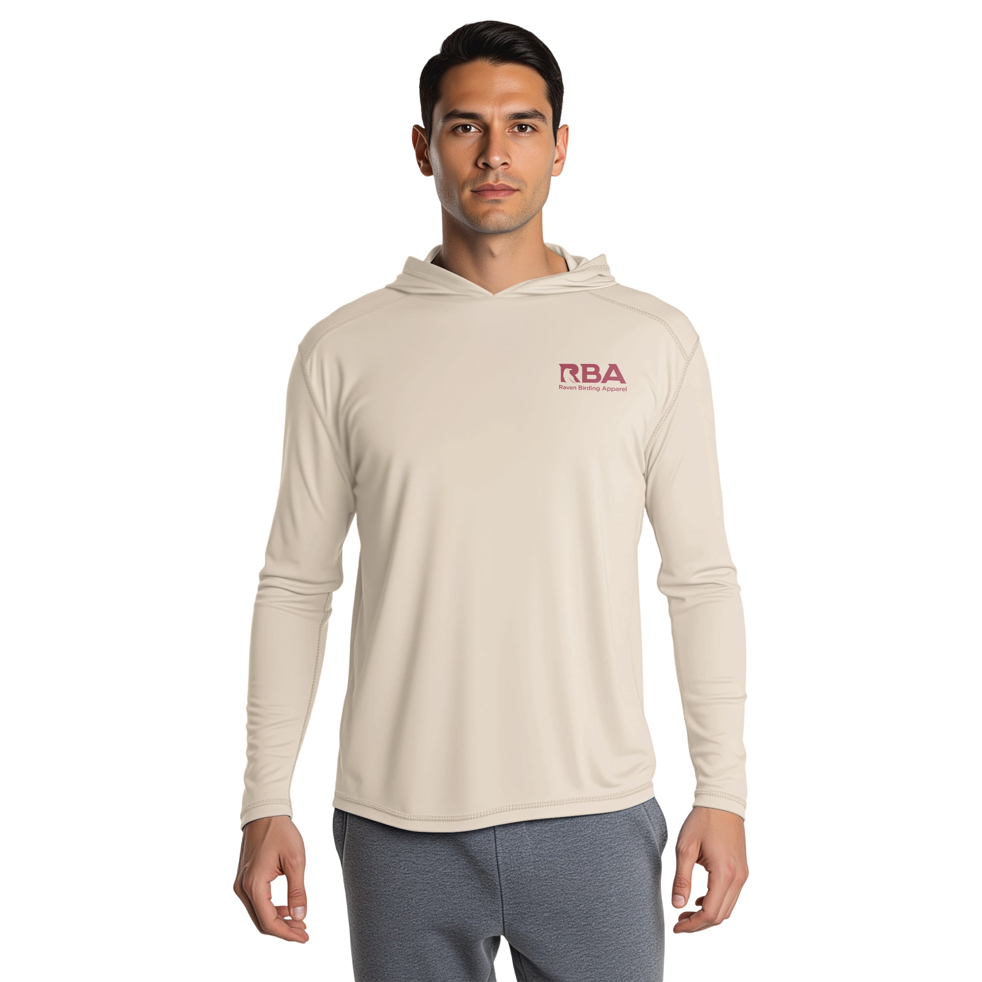 Man wearing a Pale Dune long sleeve hooded shirt