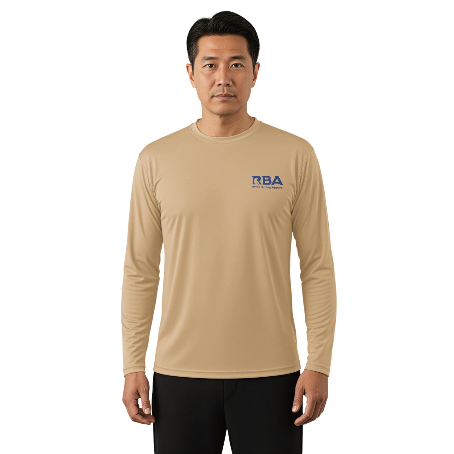 Man wearing an Earthen Tan long sleeve shirt