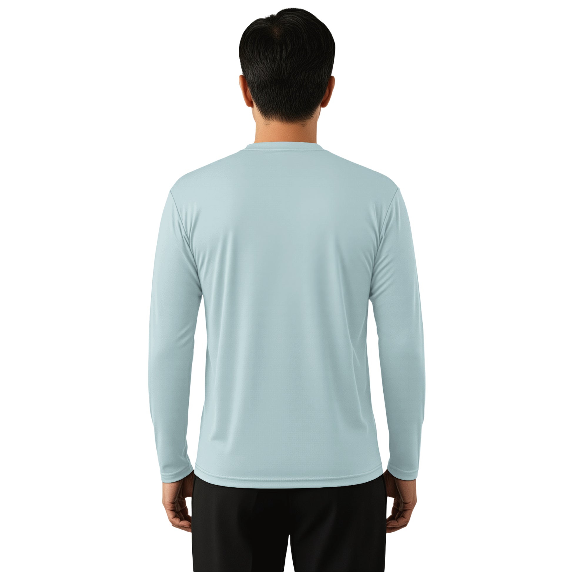 Man wearing a Weathered Slate long sleeve shirt