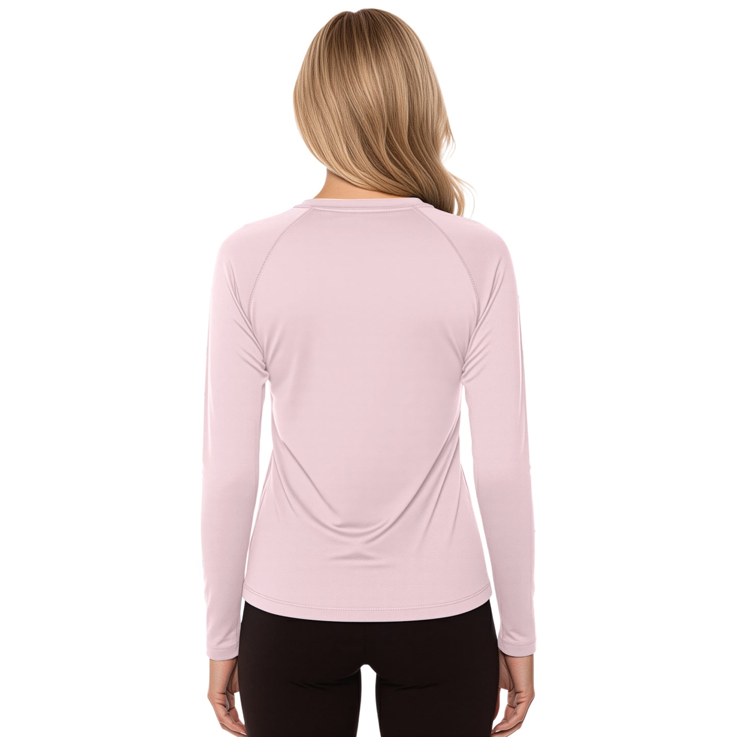 Woman wearing a Shell Pink long sleeve shirt