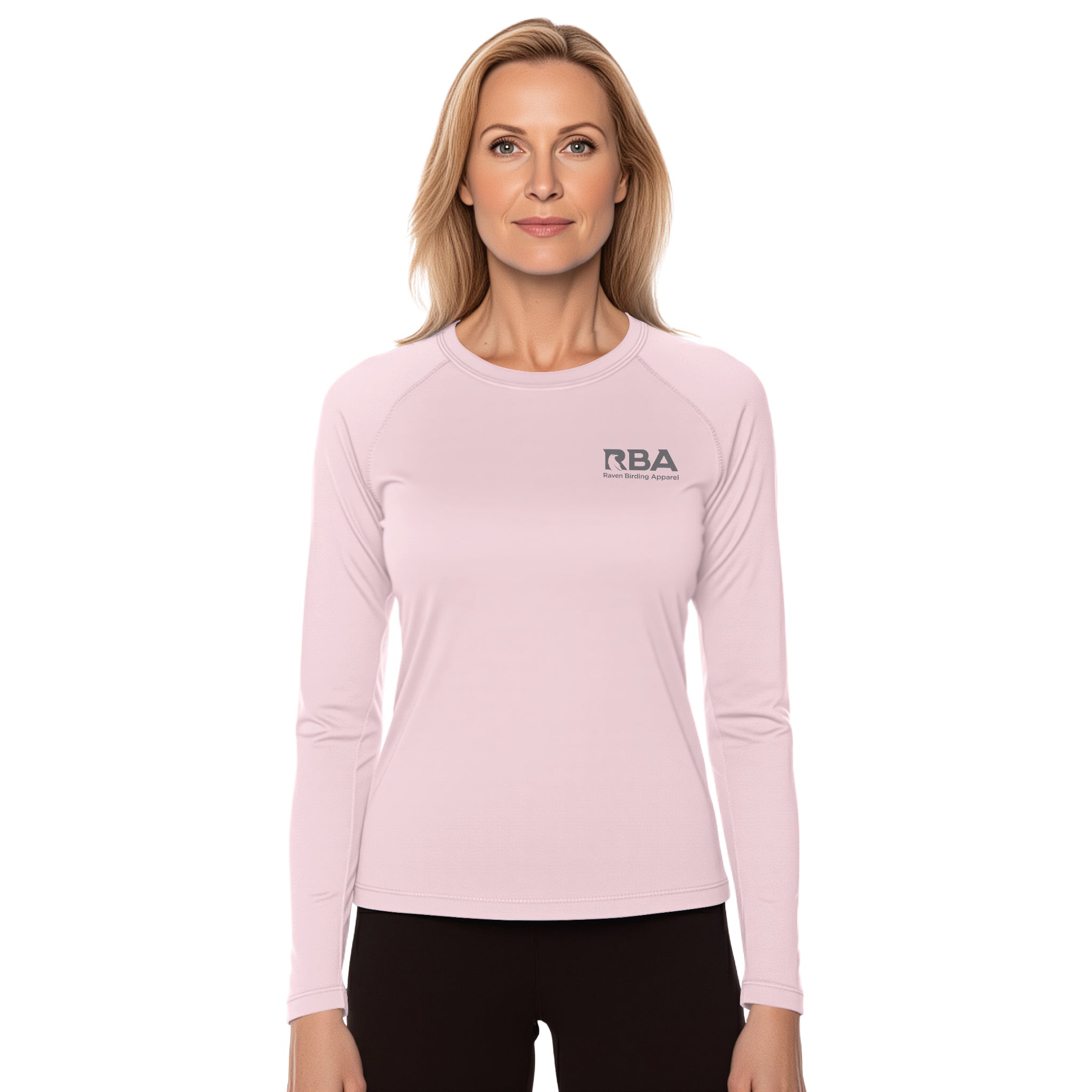 Woman wearing a Shell Pink long sleeve shirt